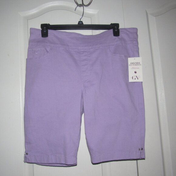 NWT GLORIA VANDERBILT Amanda Pull-On Bermuda Purple Shorts Size 18– Slimming - Picture 2 of 7